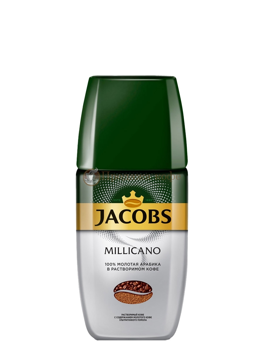 Кофе растворимый с добавлением молотого Jacobs Monarch Millicano (Якобс Монарх Милликано), 95 г, сублимированный, стеклянная банка